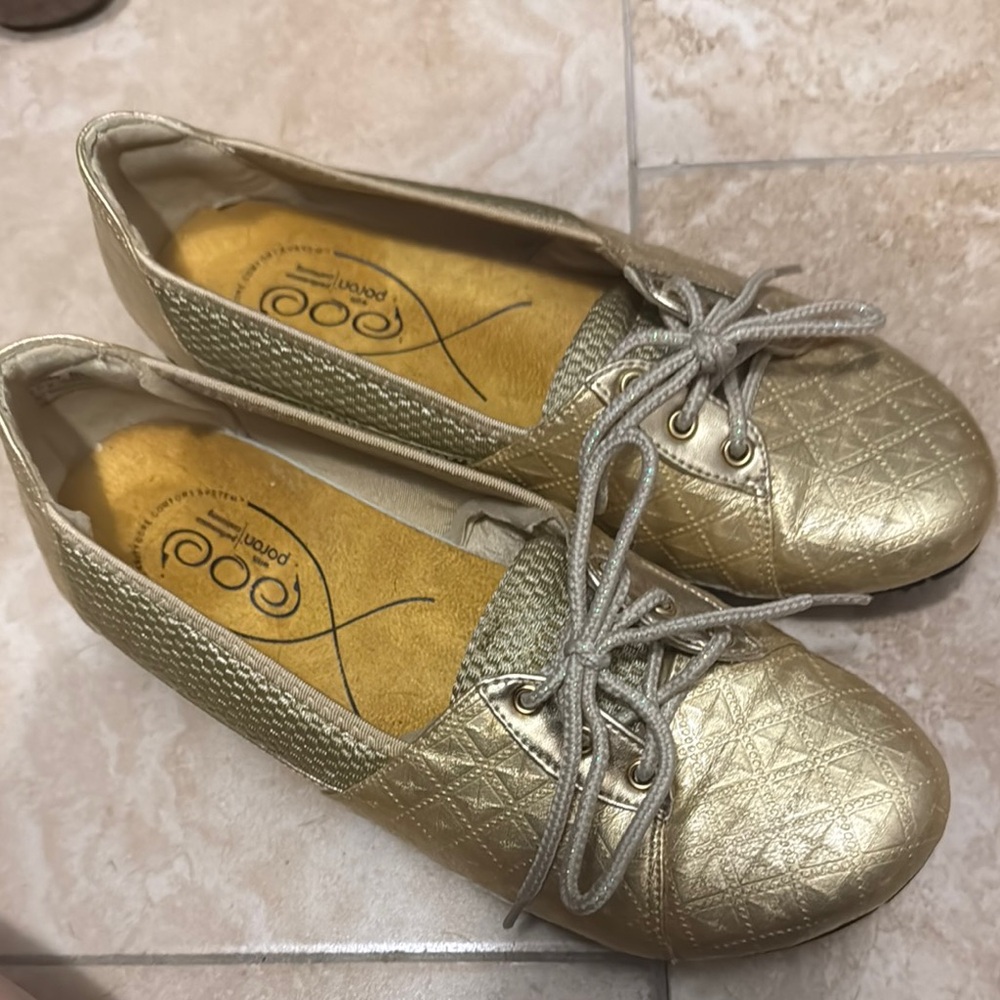 Coolway Gold Quilted Women's Loafers